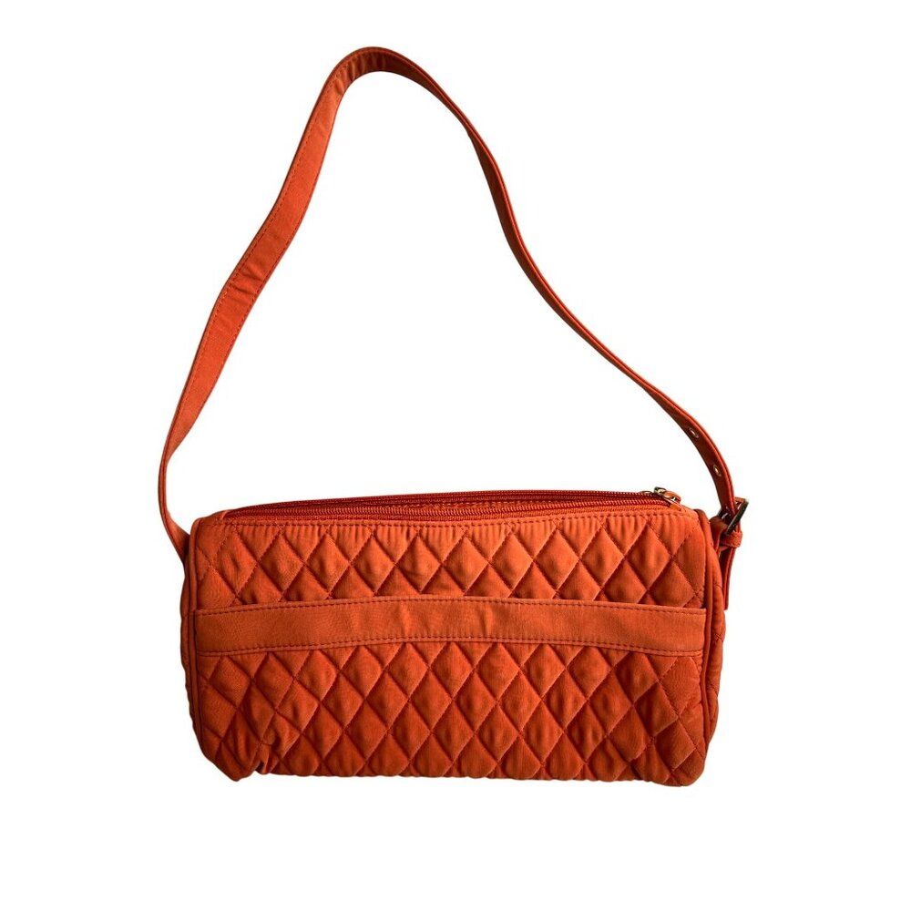 Vera Bradley Quilted Shoulder Bag In Orange With Gold Monogram & Zipper Clos - Picture 14 of 16